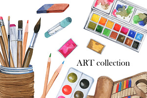 Watercolor School Clipart, PNG