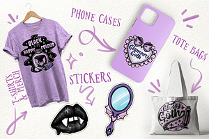 Goth Glam- Purple And Black PNG Pack