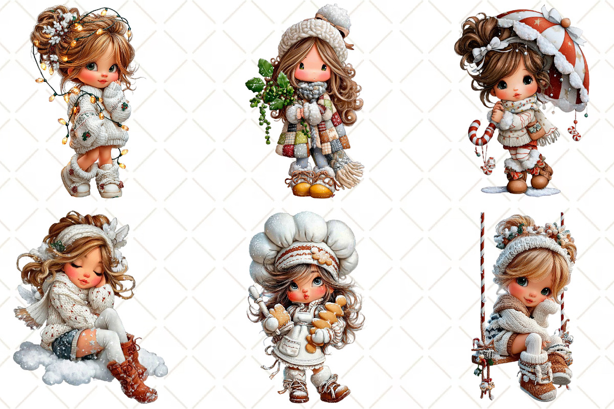 Whimsical Christmas Girls Clipart, an Illustration by Black Bird Studio (Photo 4 of 6)