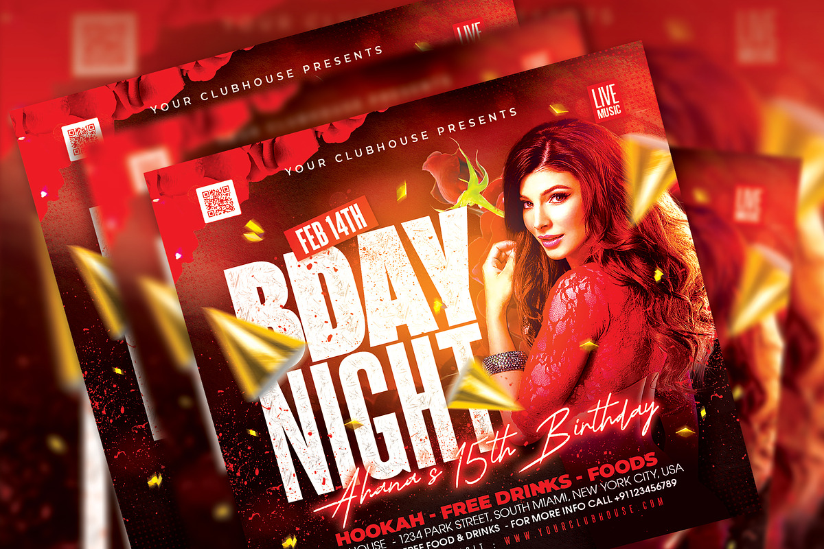 Birthday Night Party, a Flyer Template by MithilaCreation (Photo 5 of 6)