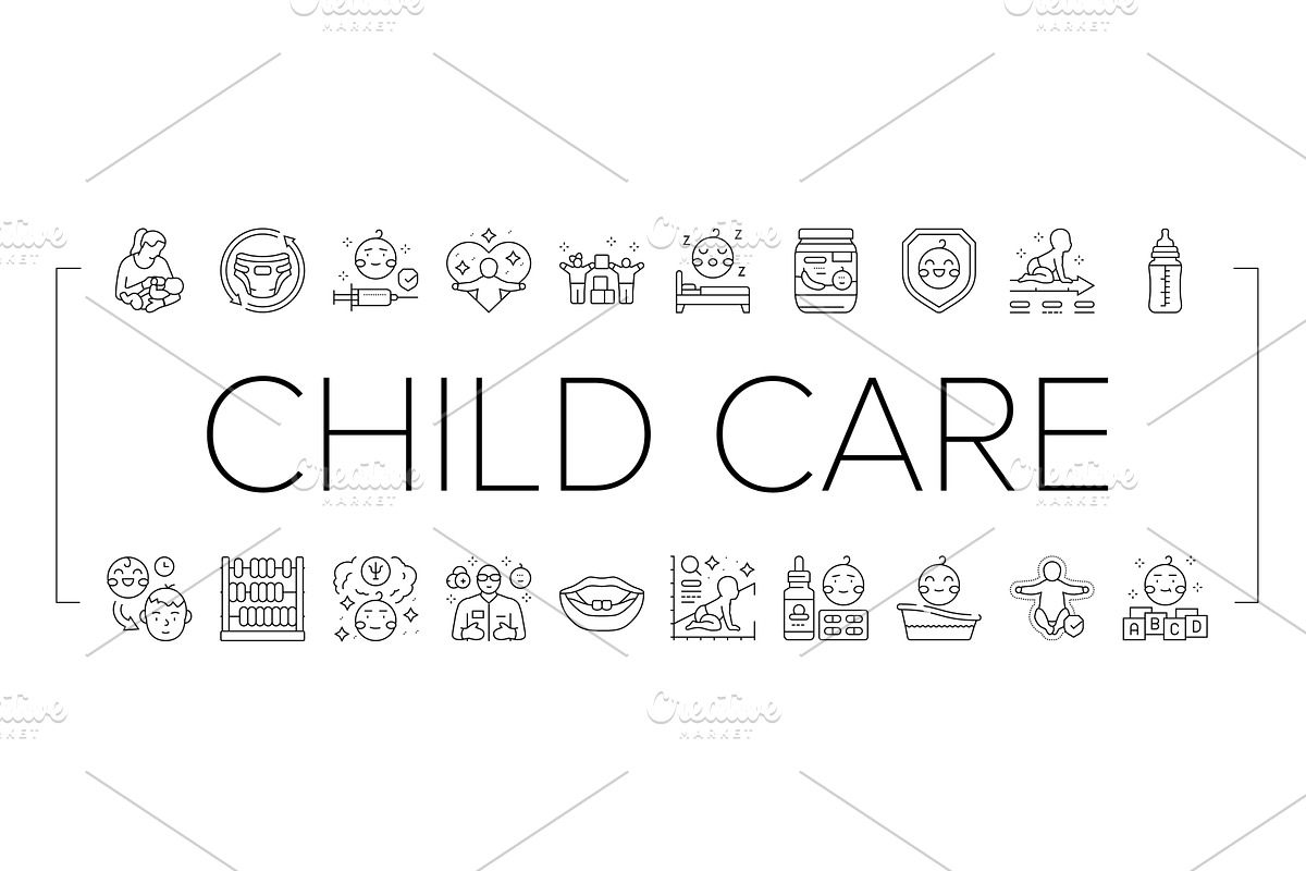 child care nurse pediatric icons set, an Education Illustration by pikepicture