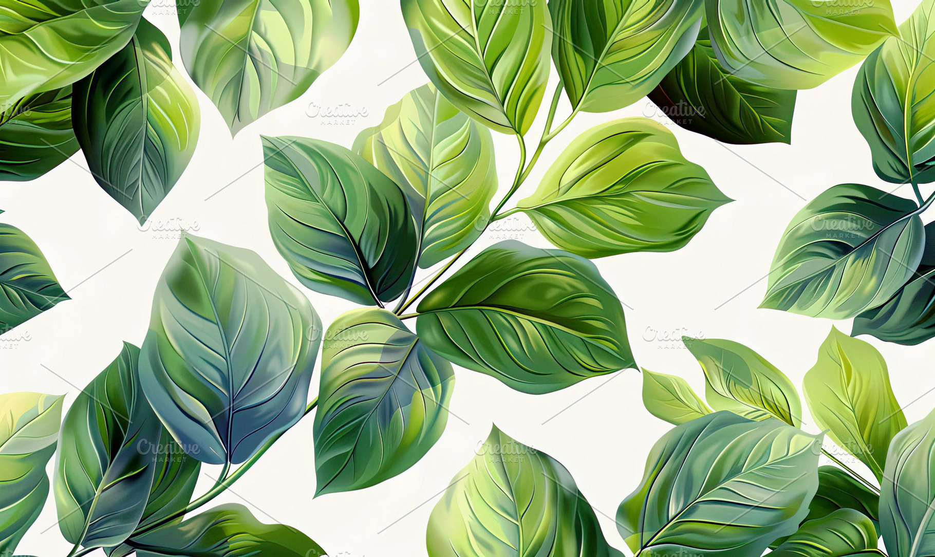 Spring Leaf Seamless Background Patt, a Photo by LOGOCREATIVE