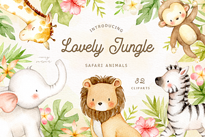 Lovely Jungle Safari Animals Clipart