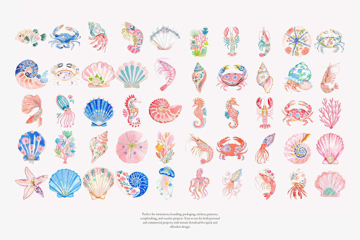 Preppy coastal clipart set, a Decorative Illustration by Patishop Art (Photo 14 of 15)