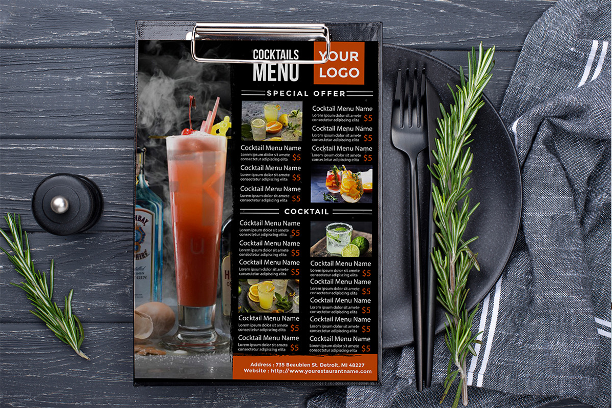 Cocktails Menu Flyer, a Flyer Template by imadeDesign (Photo 3 of 3)