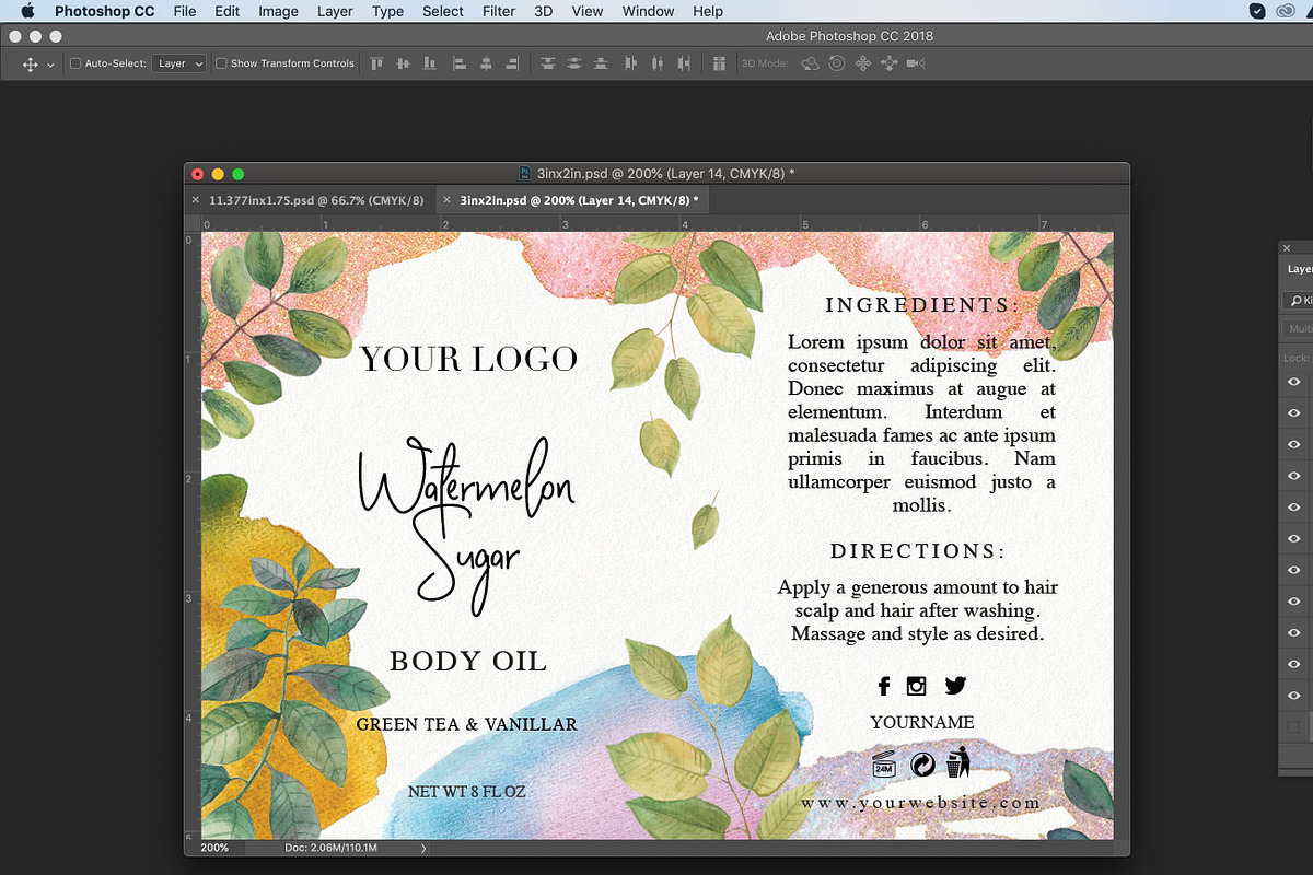 Green leaf label templates, a Stationery Template by AIW SOLUTIONS