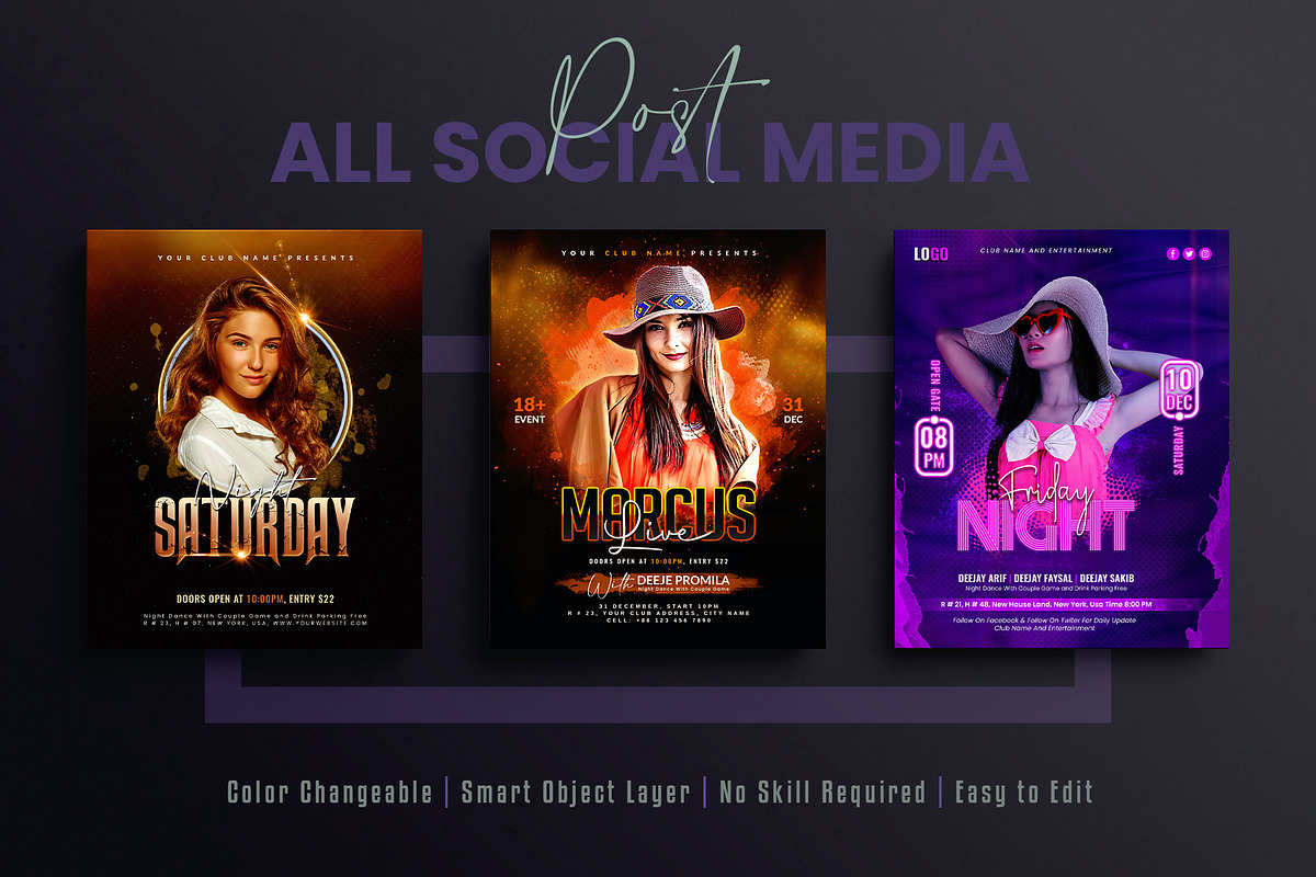 Night Party social media Design, a Social Media Template by Creative_View (Photo 4 of 5)