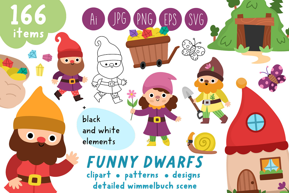 Funny dwarfs clipart and designs, an Object Graphic by Lexi Claus (Photo 1 of 9)