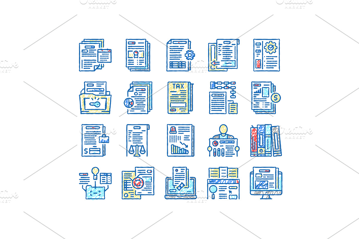 Business Finance Audit set Icons, an Object Illustration by pikepicture