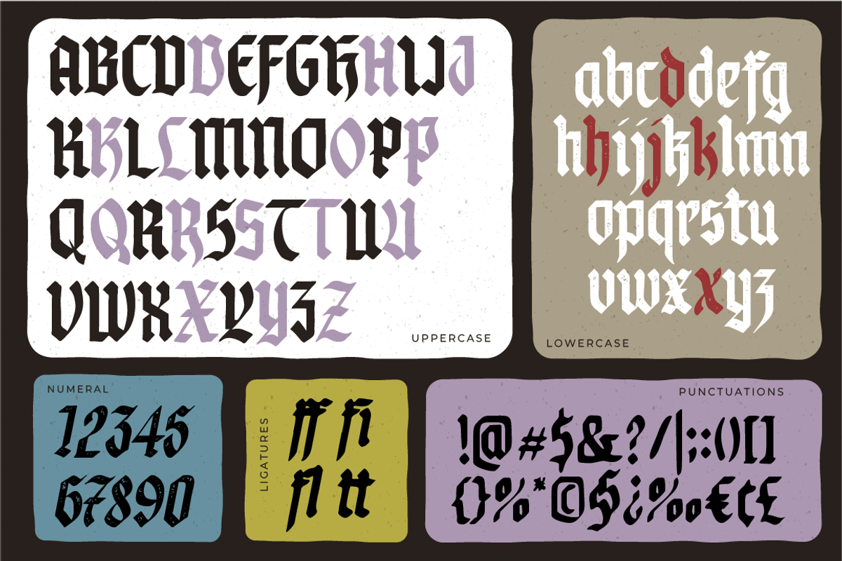 STH Tyranes + Extras, a Blackletter Font by Sitintahitam (Photo 5 of 11)