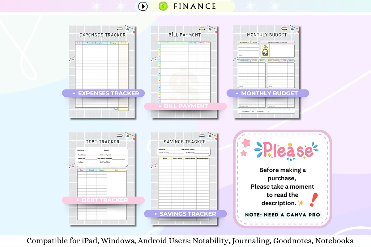 PLR Undated Digital Planner, a Stationery Template by Tas Creative Studio