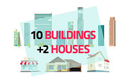 City Buildings Landscape Vector Set, an Illustration by vladwel (Thumbnail 5 of 6)