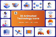 3D Animated Technology Icon Set, an Object 3D Model by Flat Icons (Thumbnail 1 of 5)