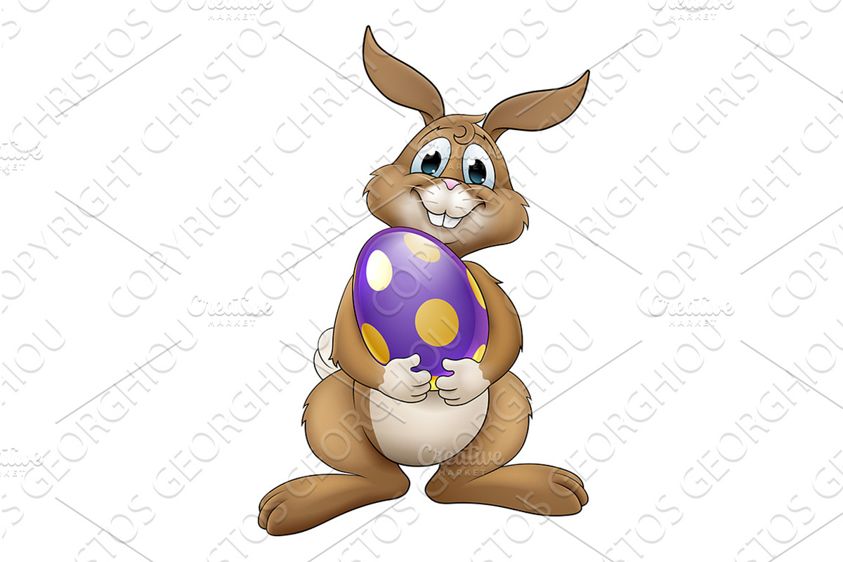 Easter Bunny Cartoon Rabbit With, an Illustration by Christos Georghiou