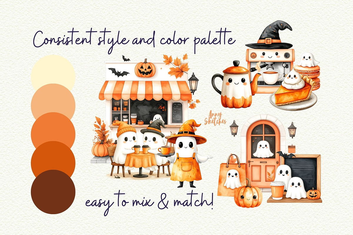 Cute Ghost Cafe, a Seasonal Illustration by Anna Design Studio (Photo 9 of 13)