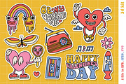 Groovy love: weird stickers kits set, a Stationery Template by Lana Sham (Thumbnail 4 of 5)
