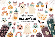 Retro Groovy Halloween Collection, a Seasonal Illustration by JulzaArt (Thumbnail 1 of 10)