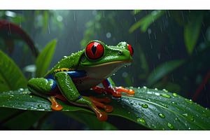 Bright green red eyed tree frog, an Animal Photo by Igor Tichonow