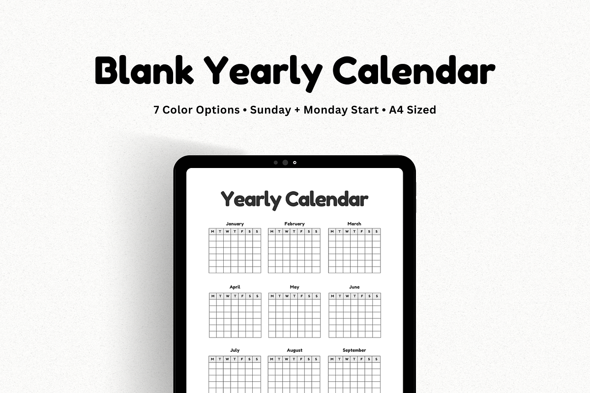 Undated Yearly Calendar Printable, a Stationery Template by The Chaos Project (Photo 1 of 10)
