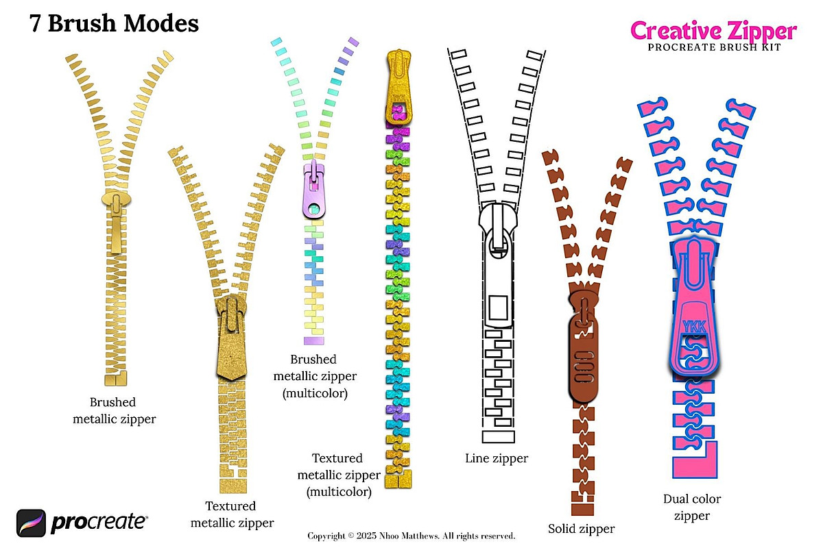 Creative Zipper Procreate Brush Kit, a Brush Add-On by Fashion Workshop Bkk (Photo 4 of 13)