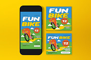 Blue Quirky Bike Event Flyer Set, a Flyer Template by graphicook (Thumbnail 3 of 3)