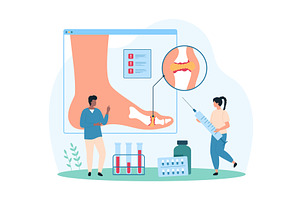 Diagnosis & treatment gout design, a Person Illustration by Flashvector