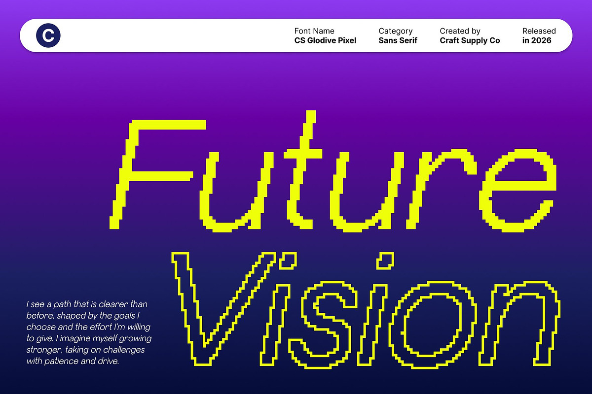 CS Glodive Pixel, a Sans Serif Font by Craft Supply Co. (Photo 3 of 8)
