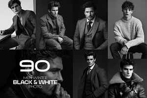 90 Men Black & White Photos Bundle, a Beauty & Fashion Photo by INTENTFX