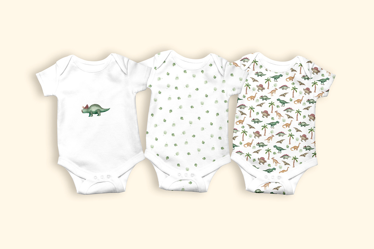 Watercolor Dinosaurus Collection, a Pattern Graphic by Oksana Dovhopol Art (Photo 5 of 16)
