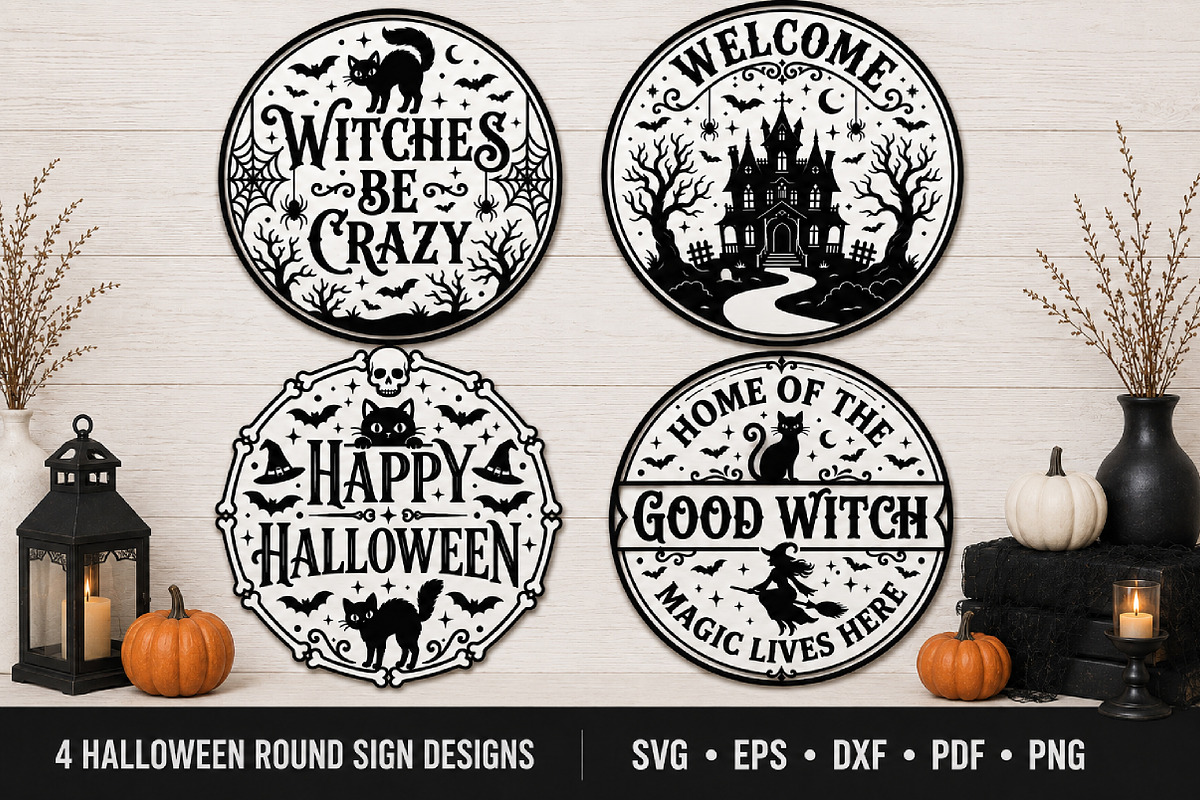 Halloween Round Sign SVG Design, a Seasonal Illustration by Rose Art (Photo 1 of 4)
