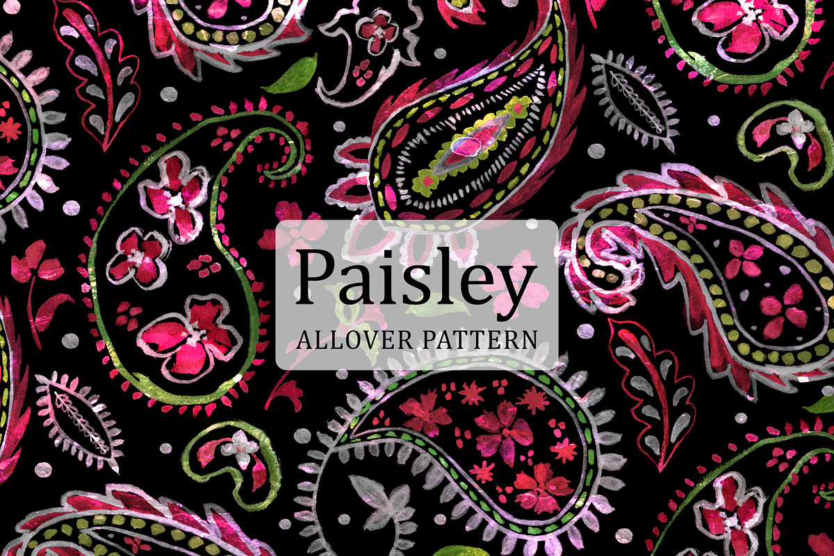 Neon Bohemian Paisley Pattern, a Pattern Graphic by Gullenda (Photo 1 of 6)