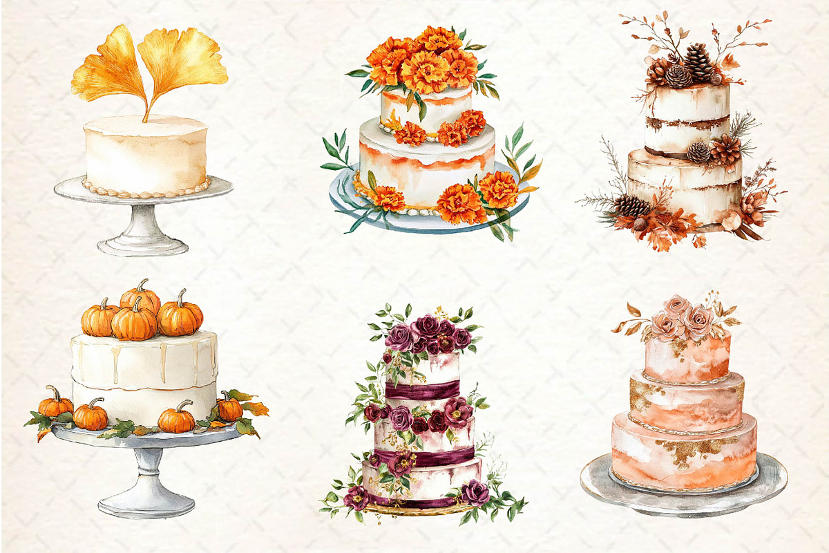 Autumn Wedding Cake Clipart, an Illustration by Dream Creation (Photo 4 of 6)