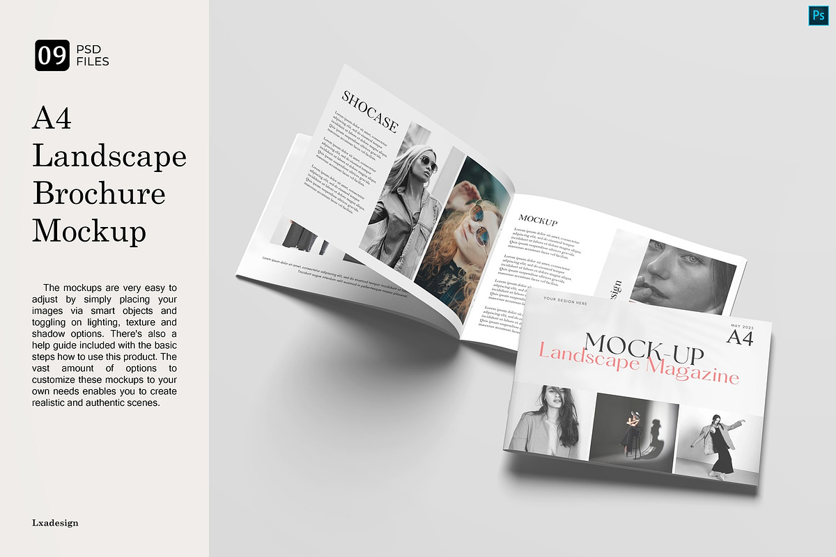 A4 Landscape Magazine Mockup, a Books & Magazine Mockup by Lxadesign (Photo 1 of 14)