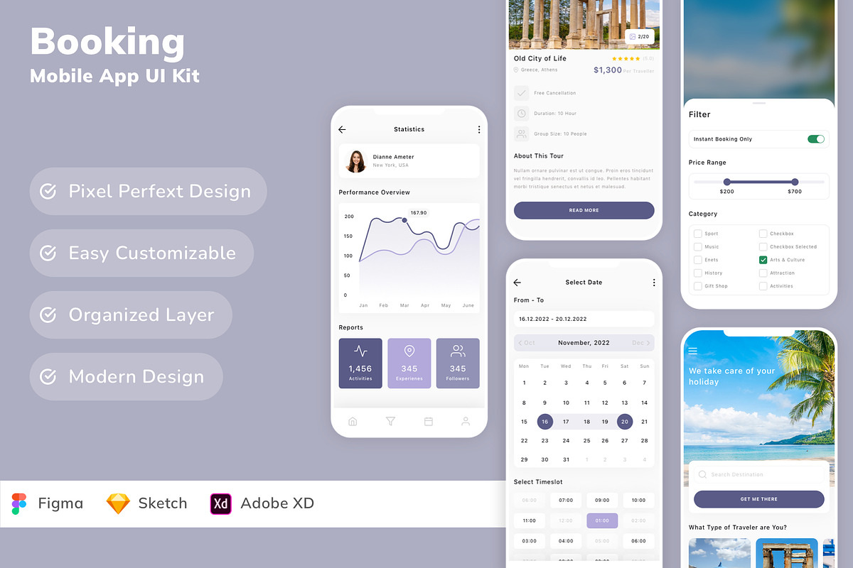 Booking Mobile App UI Kit, an UI Kit Template by Betush