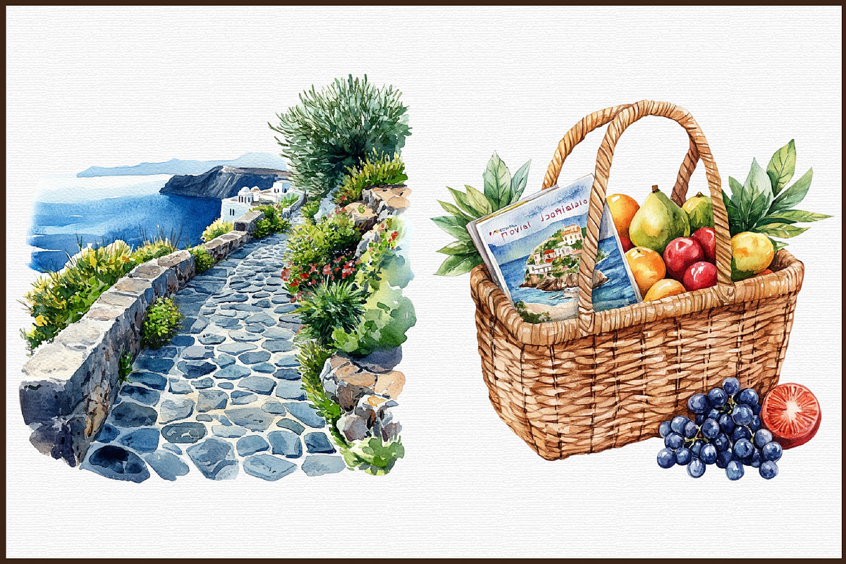 Summer Santorini Vacation Clipart, an Illustration by Sublimation Artist (Photo 3 of 6)