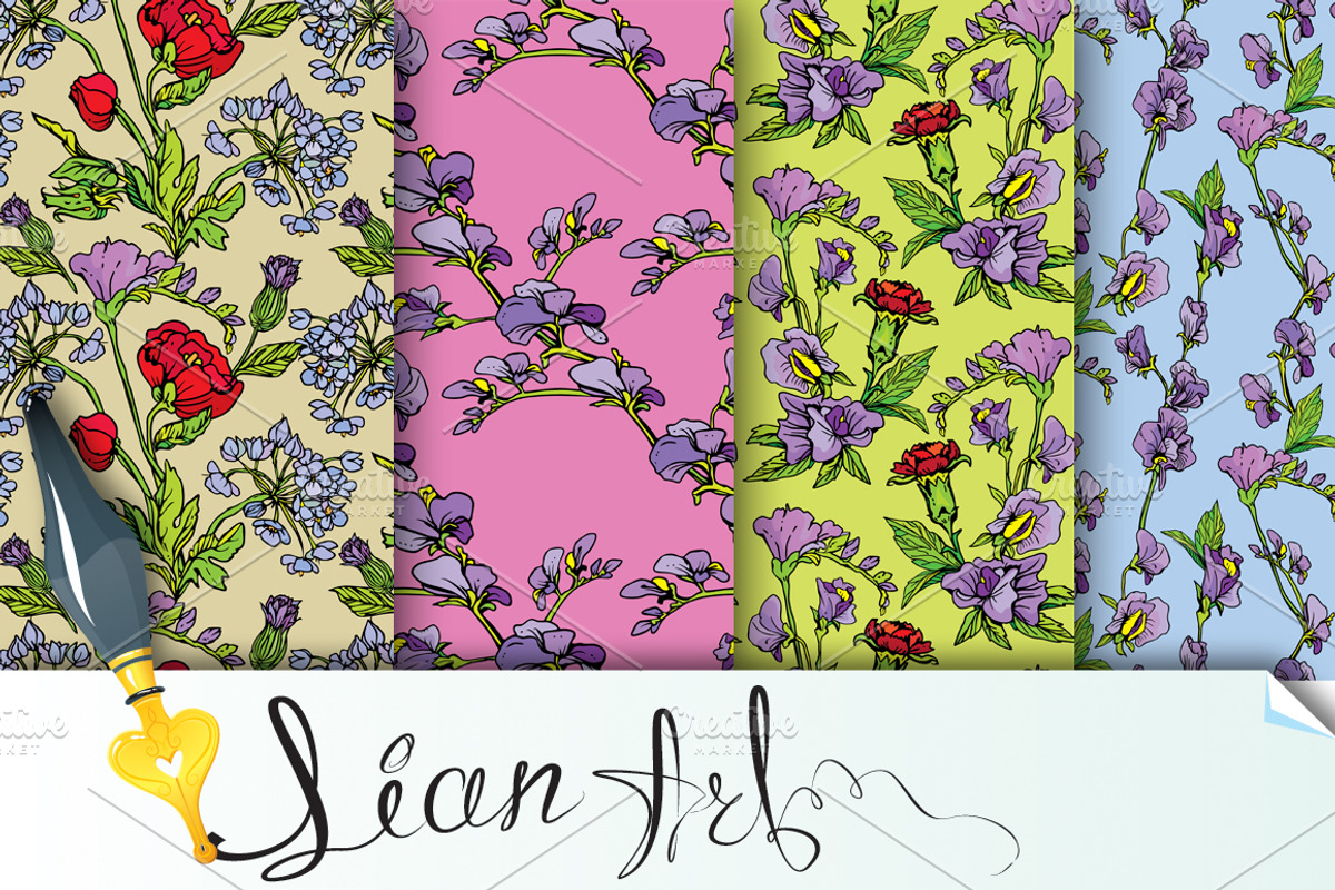 Seamless pattern with flowers, a Pattern Graphic by Lian-art
