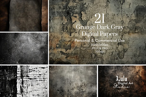 Grunge Dark Gray Digital Papers-21