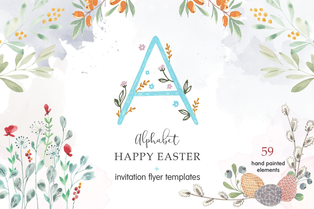 Happy Easter Spring Watercolor Set, an Animal Illustration by Flo Sacred Art (Photo 1 of 9)