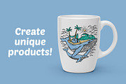 Beach and whales illustration, an Animal Illustration by gunaonedesign (Thumbnail 2 of 4)