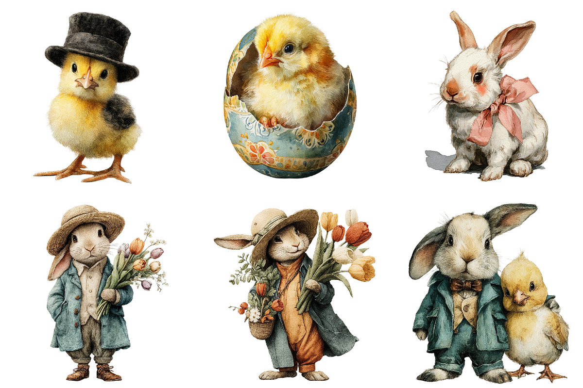 Vintage Easter Clipart, an Illustration by DreamArtGraphic (Photo 3 of 4)