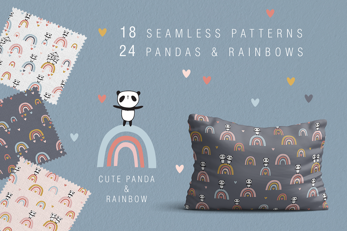 Cute pandas & rainbows  patterns, a Pattern Graphic by Tkoko vectors & patterns (Photo 1 of 6)