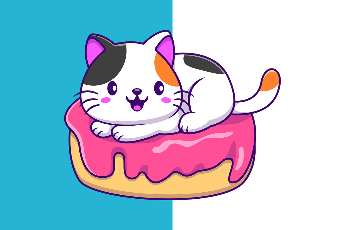 Cute Cat Sitting On Doughnut, an Animal Illustration by Artstorystudio (Photo 2 of 3)