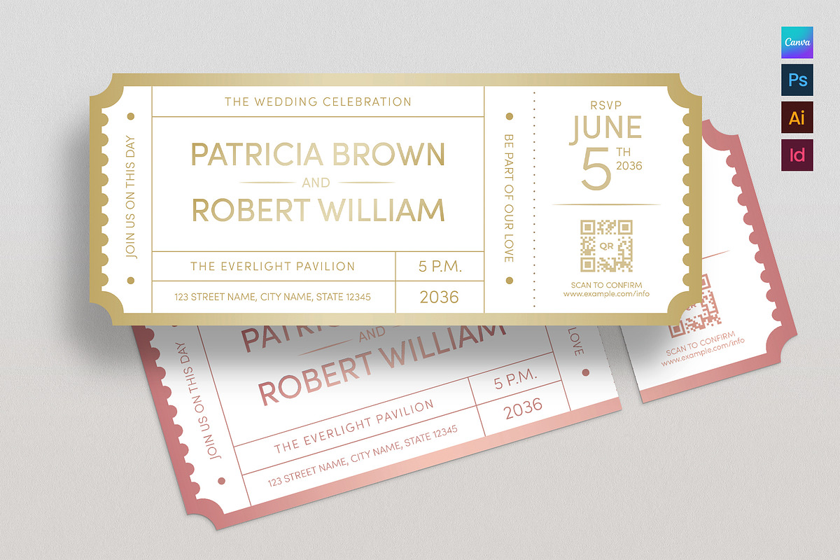 Wedding Ticket Invitation Template, an Invitation Template by BrandPacks (Photo 1 of 4)