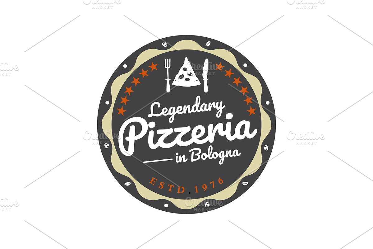 Retro Pizza Pizzeria Label, a Branding & Logo Template by Atlantis X Nurman Arbai (Photo 1 of 2)