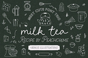 Milk Tea Recipe // FONT TRIO+GRAPHIC, a Handwritten Font by PeachCreme (Thumbnail 1 of 14)