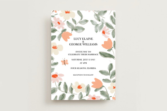 Floral Wedding Invite Template preview 2