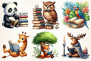 Animals Reading Books Clipart, an Illustration by DreamCafeArt (Thumbnail 2 of 6)