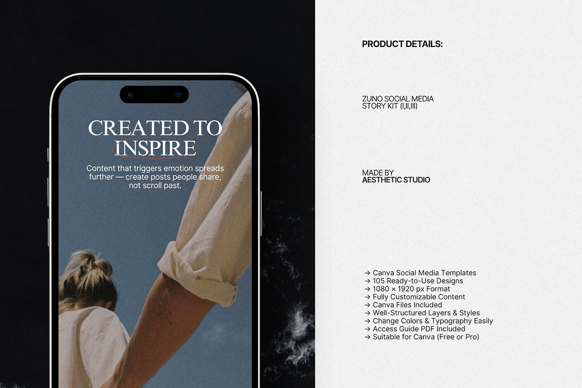 ZUNO | Instagram STORIES Bundle, a Social Media Template by The Aesthetic Studio (Photo 7 of 10)