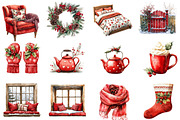 Watercolor Cozy Berry Winter Cottage, an Illustration by Designworld (Thumbnail 2 of 6)
