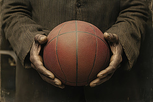 Male hands gripping a basketball, a Photo by Pavel_design